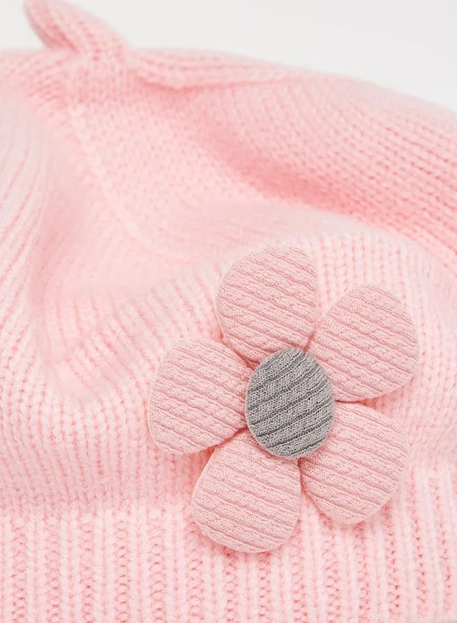 Styli Flower Applique Solid Beret Hat